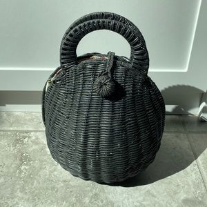 Cult Gaia black Millie rattan top handle bag